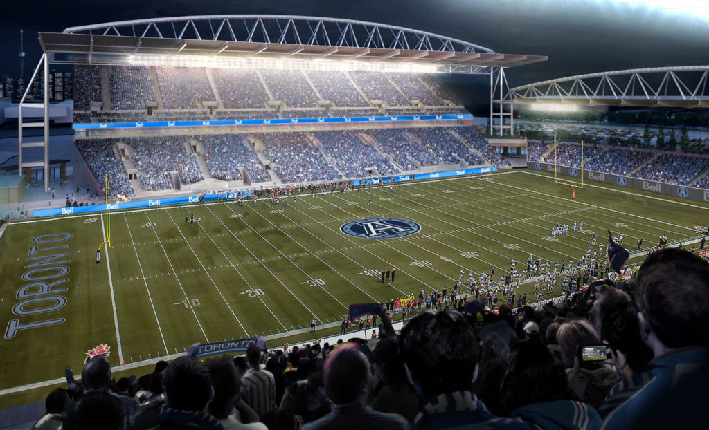 I have seen new BMO field and it is very, very red. As in not at all blue.
